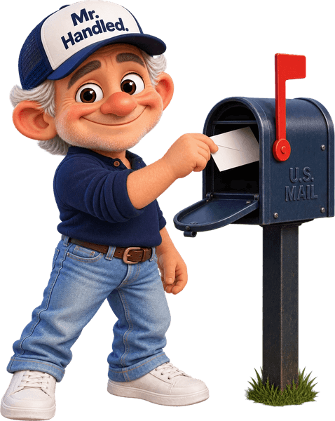 Mr. Handled dropping a card in the mailbox
