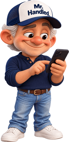 Mr. Handled checking a text on his phone