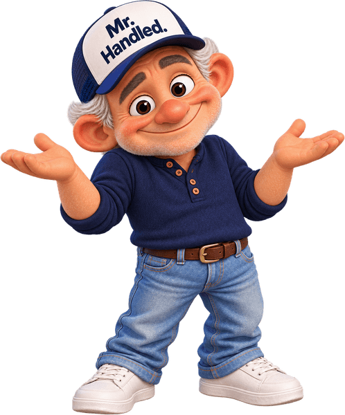 Mr. Handled shrugging with a friendly smile