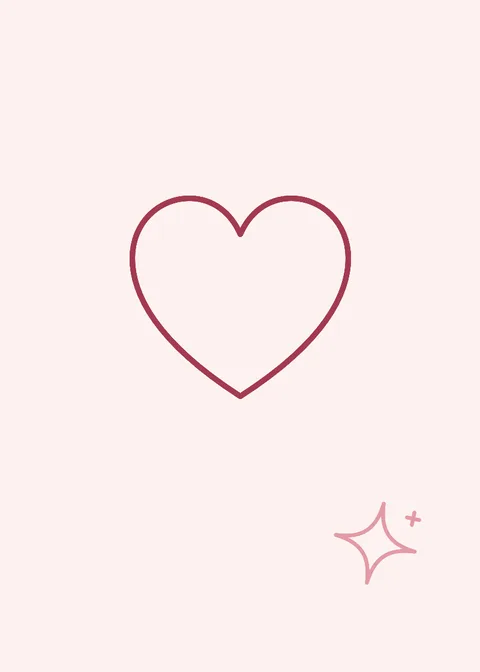 A sample anniversary card front: a hand-drawn heart on blush paper