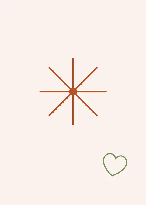 A sample birthday card front: a hand-drawn burst of lines on blush paper